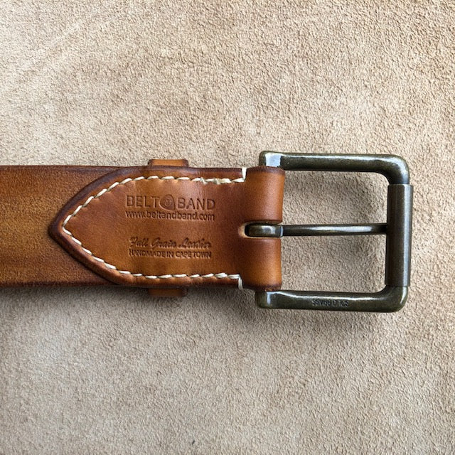 Black Full Grain Leather Belt with Antique Silver or Brass Belt